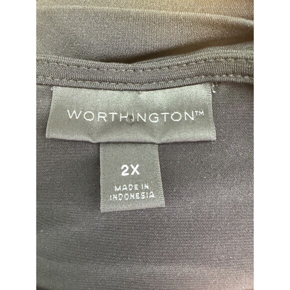 Worthington Women's Size 2X Sleeveless Patchwork Top Orange White Black Yellow - Picture 8 of 8